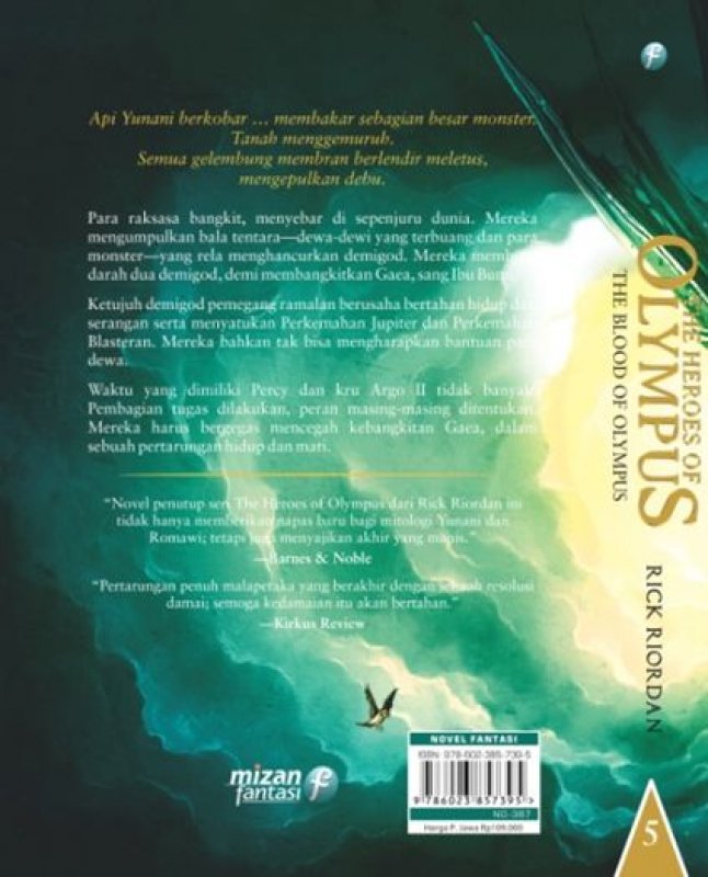Cover Belakang Buku The Heroes of Olympus #5, The Blood of Olympus