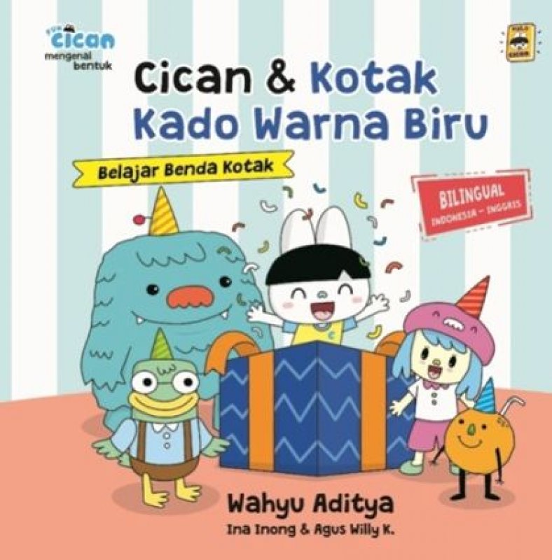 Cover Buku Cican dan Kotak Kado Warna Biru