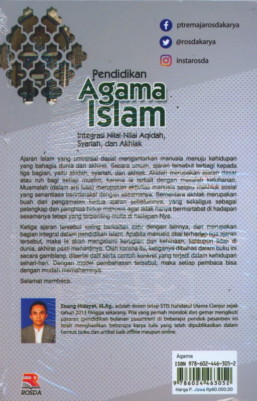 Cover Belakang Buku Pendidikan Agama Islam: Integrasi Nilai-Nilai Aqidah, Syariah, dan Akhlak