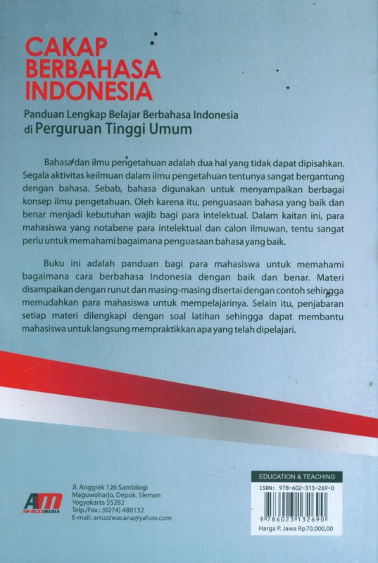 Cover Belakang Buku Cakap Berbahasa Indonesia