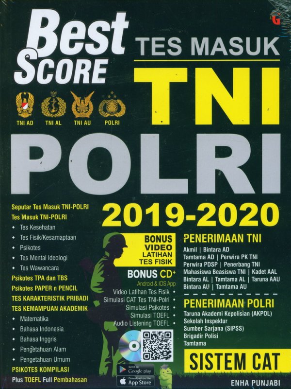 Cover Buku Best Score Tes Masuk TNI-POLRI Sistem Cat 2019-2020