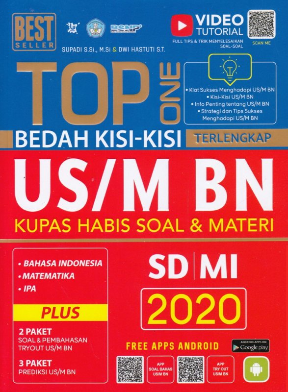Cover Buku TOP ONE BEDAH KISI-KISI US/MI BN KUPAS HABIS SOAL & MATERI SD I MIM 2020