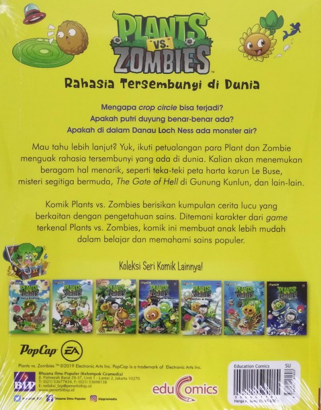 Cover Belakang Buku Educomics Plants Vs Zombies : Rahasia Tersembunyi Di Dunia (Education Comics)