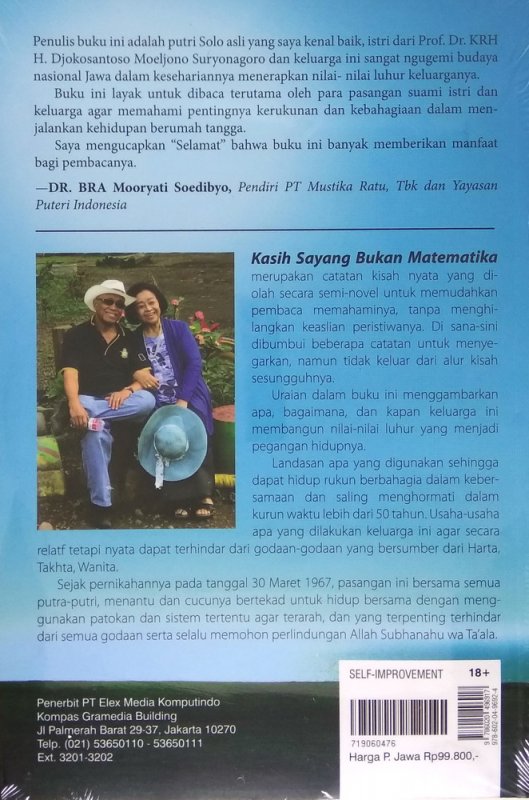 Cover Belakang Buku Kasih Sayang Bukan Matematika - Perjalanan Sebuah Keluarga Membangun nilai-nilai luhur