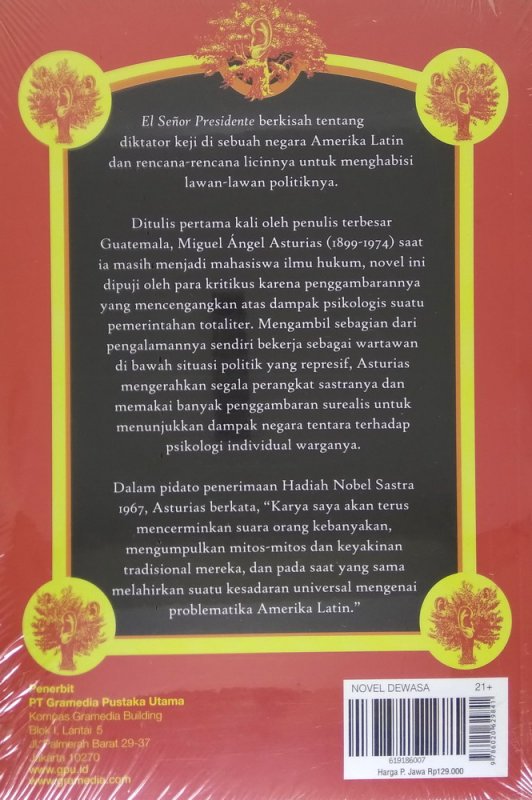 Cover Belakang Buku Tuan Presiden (El Senor Presidente)