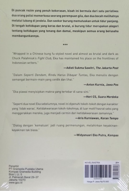 Cover Belakang Buku Seperti Dendam, Rindu Harus Dibayar Tuntas (Cover Baru 2019)