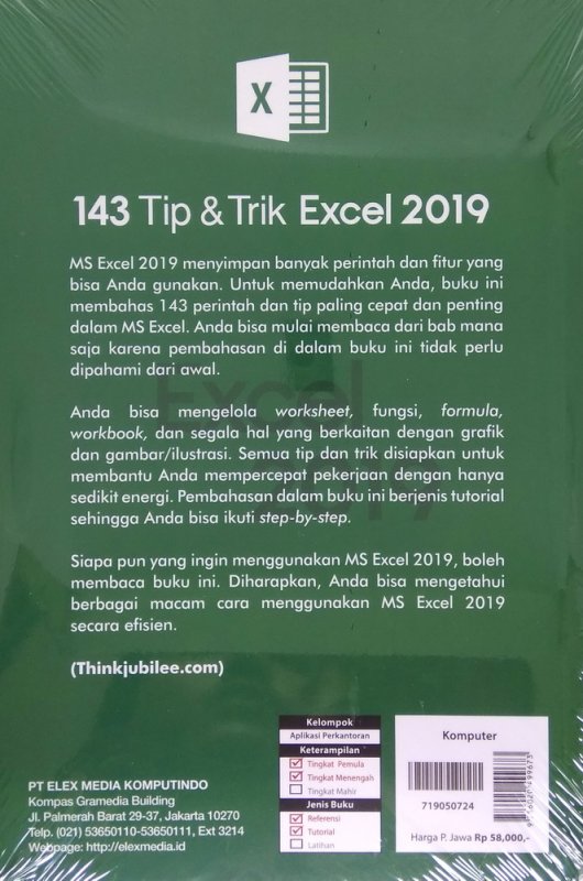 Cover Belakang Buku 143 Tip & Trik Excel 2019
