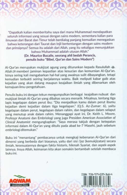 Cover Belakang Buku Mukjizat Al-Quran yang Tak Terbantahkan, Hard Cover- Full Color [Diskon 40%]