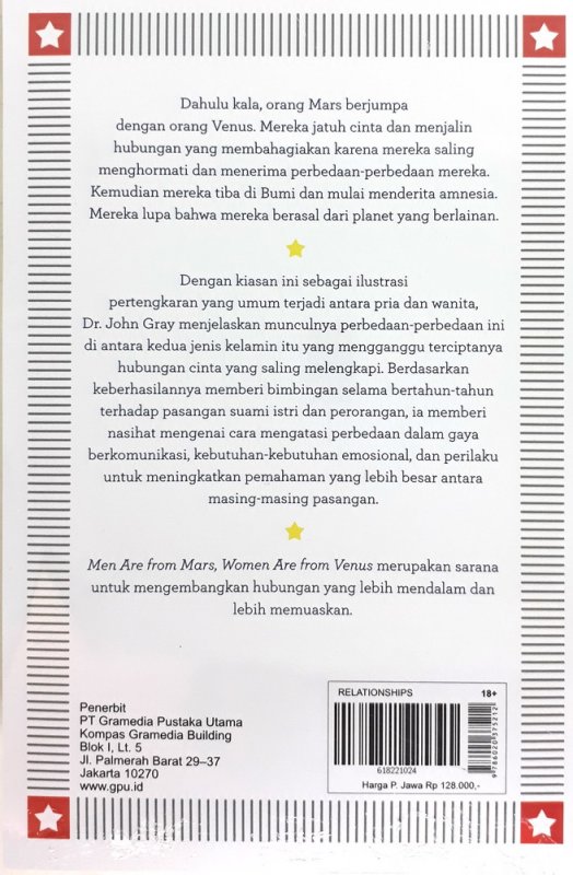 Cover Belakang Buku Men Are from Mars, Women Are from Venus (Cover 2019)