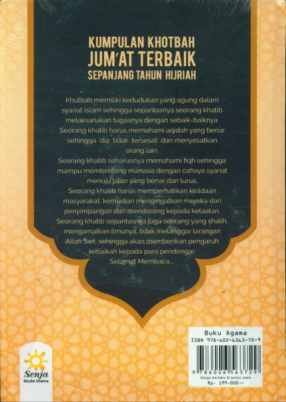 Cover Belakang Buku Kumpulan Khotbah Jumat Terbaik Sepanjang Tahun Hijriah - Hard Cover