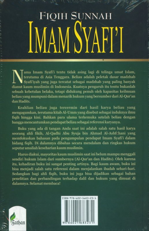 Cover Belakang Buku FIQH SUNNAH IMAM SYAFII - Hard Cover