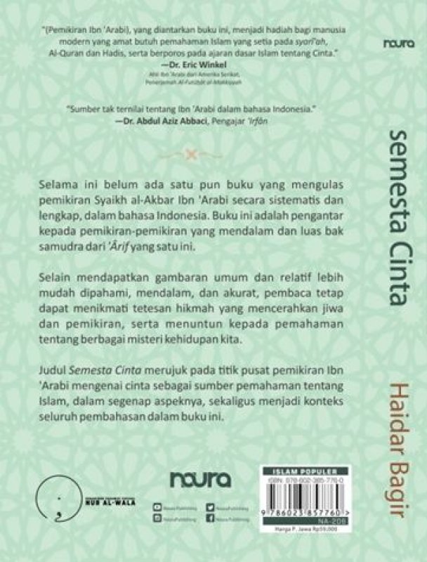 Cover Belakang Buku Semesta Cinta: Pengantar kepada Pemikiran Ibn Arabi (Republish)