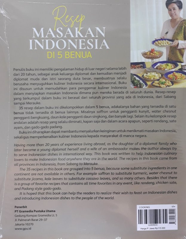 Cover Belakang Buku Resep Masakan Indonesia di 5 Benua