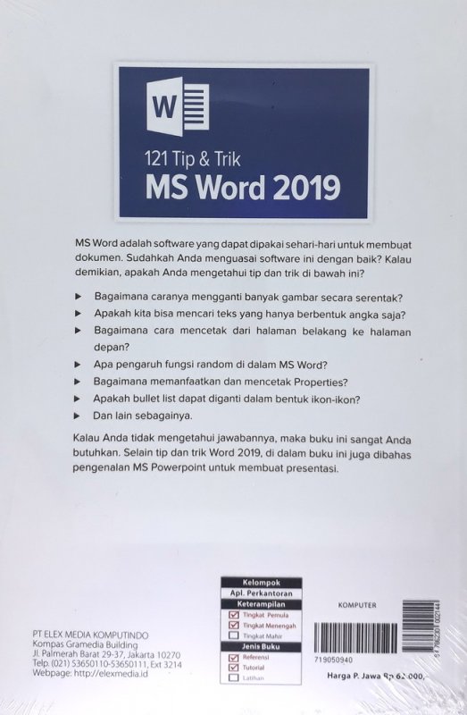 Cover Belakang Buku 121 Tip & Trik MS Word 2019