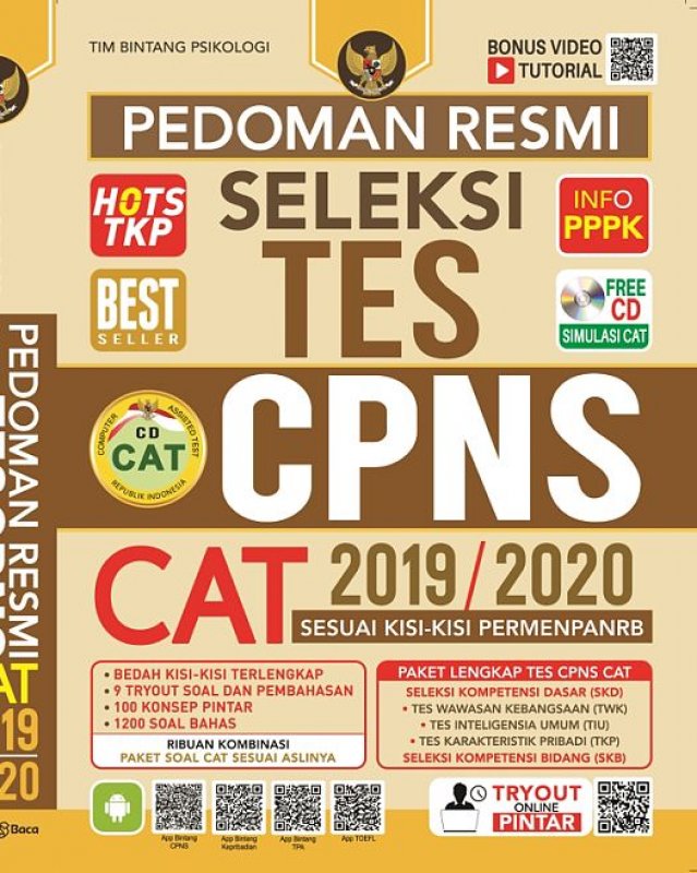 Buku Pedoman Resmi Seleksi Tes Cpns Cat 2019 2020 Free Cd Bukukita