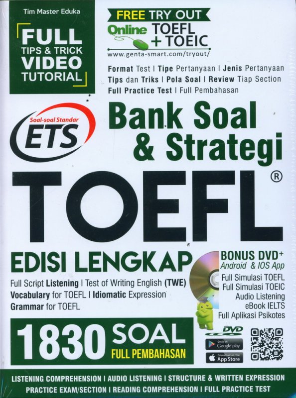 Cover Buku Bank Soal & Strategi TOEFL EDISI LENGKAP 1830 SOAL+CD (COVER 2019)