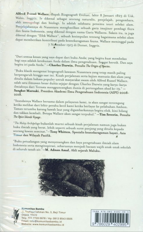 Cover Belakang Buku Kepulauan Nusantara: Kisah Perjalanan, Kajian Manusia dan Alam