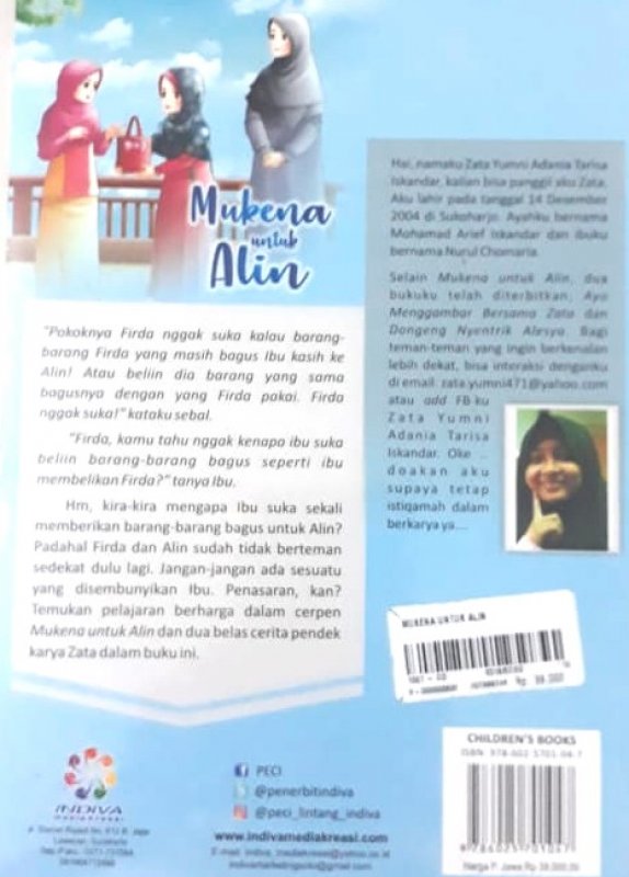 Cover Belakang Buku Mukena untuk Alin (Seri Pendidikan Akhlak untuk Anak)