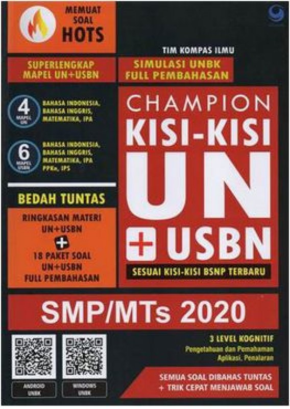 Cover Buku Champion kisi-kisi UN+USBN SMP/MTs 2020