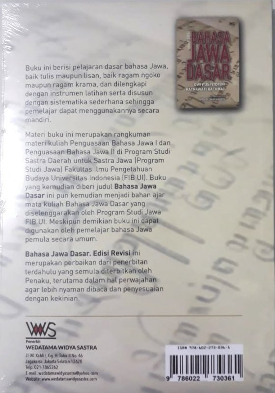 Cover Belakang Buku Bahasa Jawa Dasar Edisi Revisi