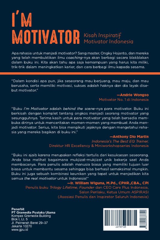 Cover Belakang Buku I'm Motivator: Kisah Inspiratif Motivator Indonesia