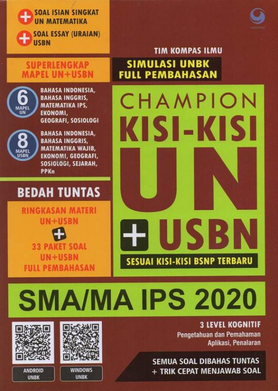 Cover Belakang Buku Champion Kisi - Kisi Un + Usbn Sma / Ma Ips 2020