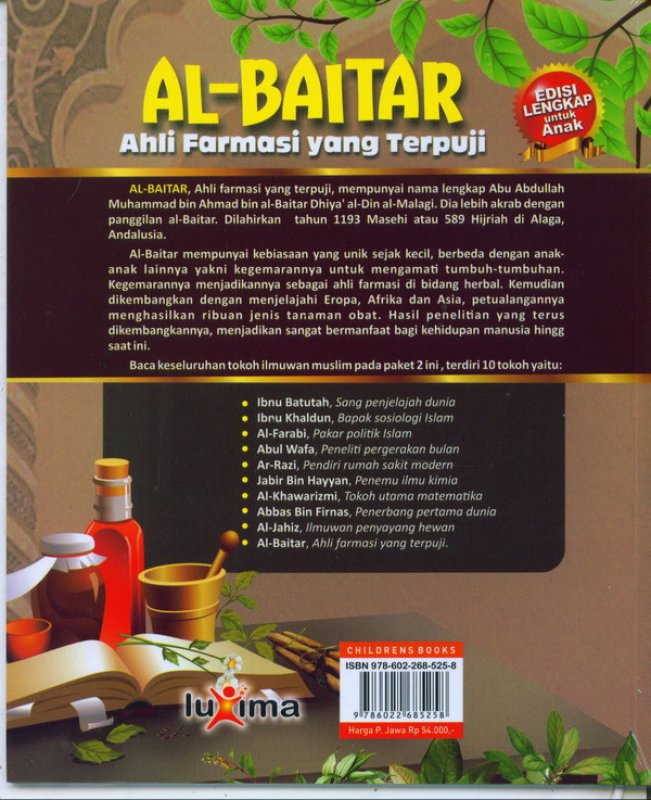 Cover Belakang Buku AL-BAITAR : ahli farmasi yang terpuji