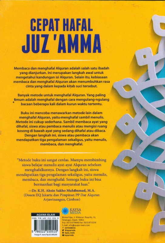 Cover Belakang Buku Cepat Hafal JUZ'AMMA