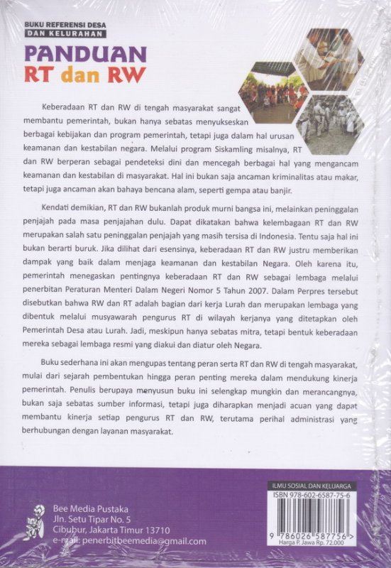 Cover Belakang Buku Buku Referensi Desa Dan Kelurahan Panduan RT Dan RW