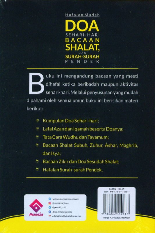 Cover Belakang Buku Hafalan Mudah Doa Sehari-Hari Shalat, Dan Surah-Surah Pendek