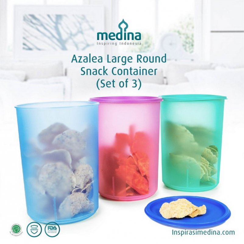 Cover Buku Food Storage Collection : Azalea Large Round Snack Container (Set of 3)