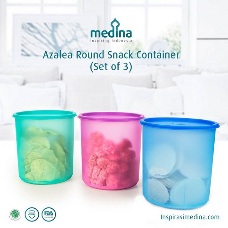 Cover Buku Food Storage Collection : Azalea Round Snack Container (Set of 3)