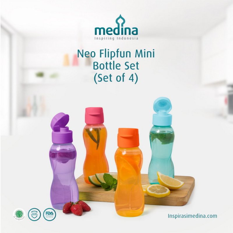 Cover Buku Neo Flipfun Mini Bottle Set (Set Of 4): Botol Minum Yang Ergonomis dan Nyaman Dipegang