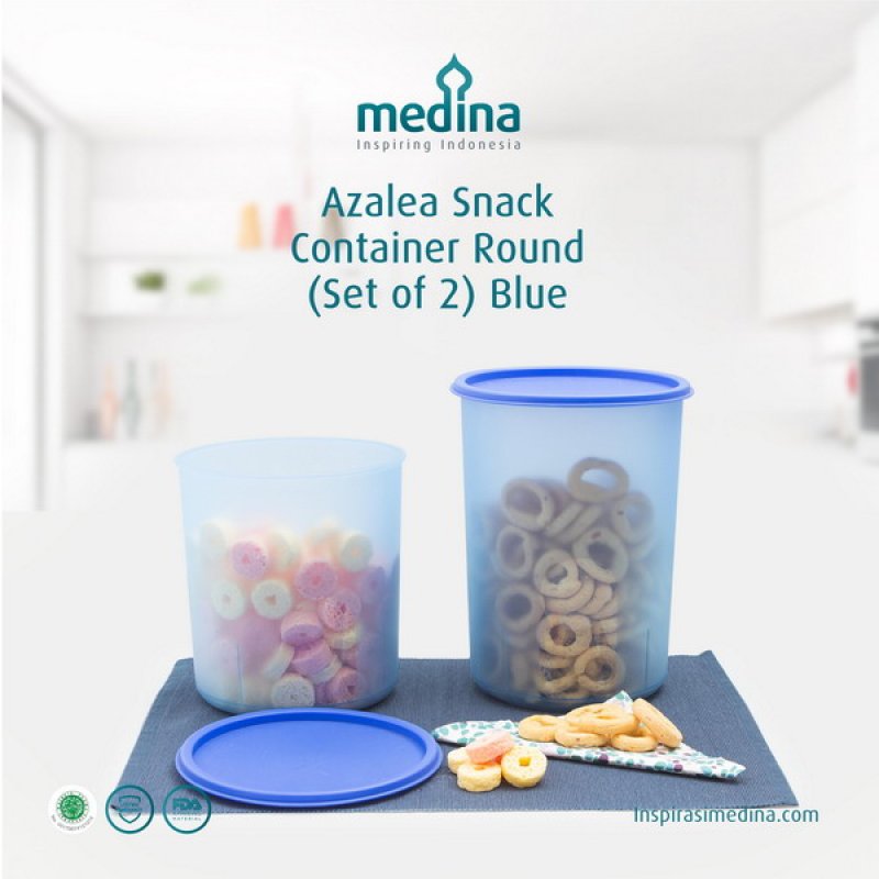 Cover Buku Azalea Snack Container Round (Set Of 2) Blue