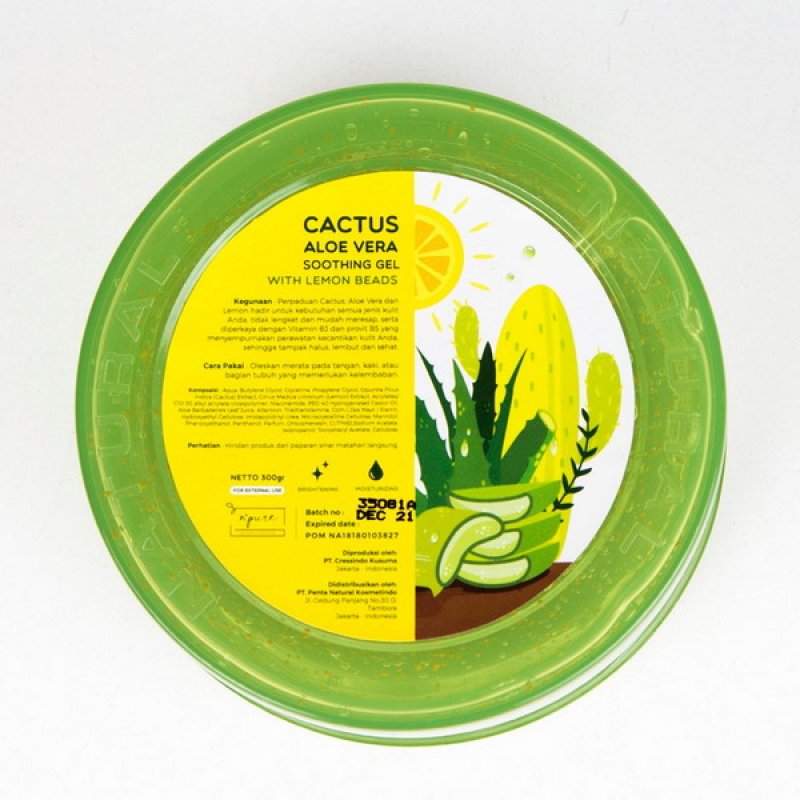 Cover Belakang Buku Npure Cactus Aloe Vera 92 Soothing Gel: Multi Fungsi Dapat Digunakan Buat Rambut Hingga Kuku dan Kaki.