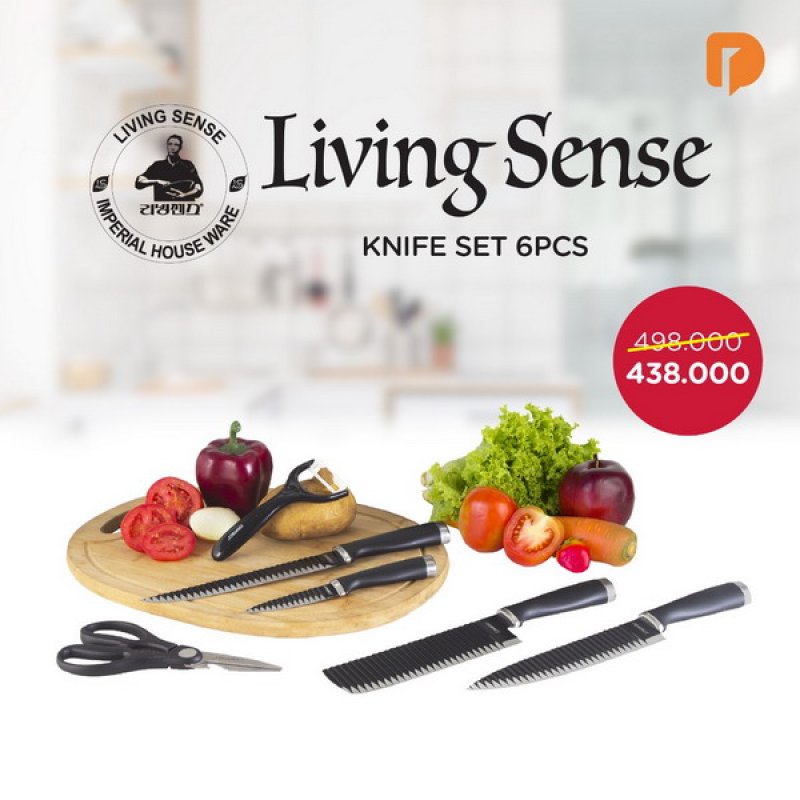 Cover Buku Living Sense Knife Set 6 Pcs: Pisau Set Masa Kini Dengan Mata Pisau dari Bahan Stainless Steel