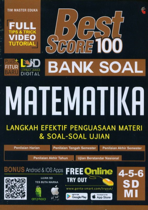 Cover Buku Best Score 100 Bank Soal MATEMATIKA SD/MI Kelas 4,5,6