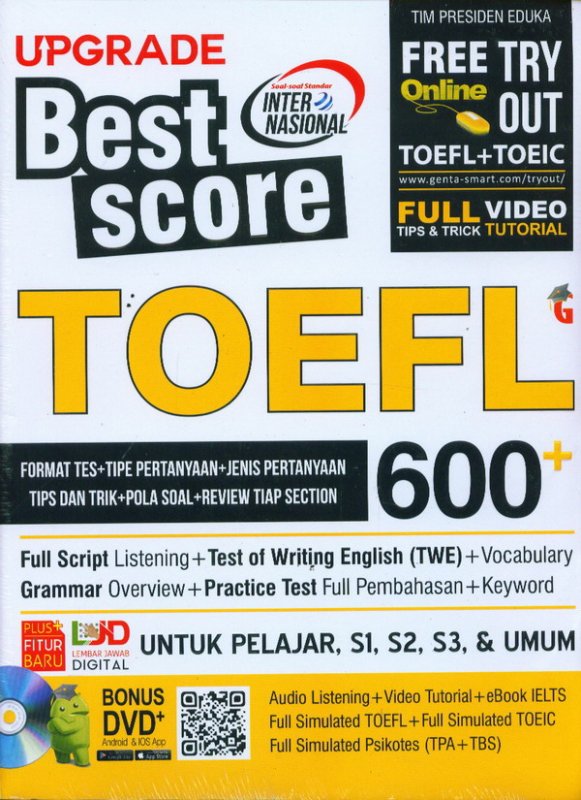 Cover Buku Upgrade Best Score TOEFL 600+