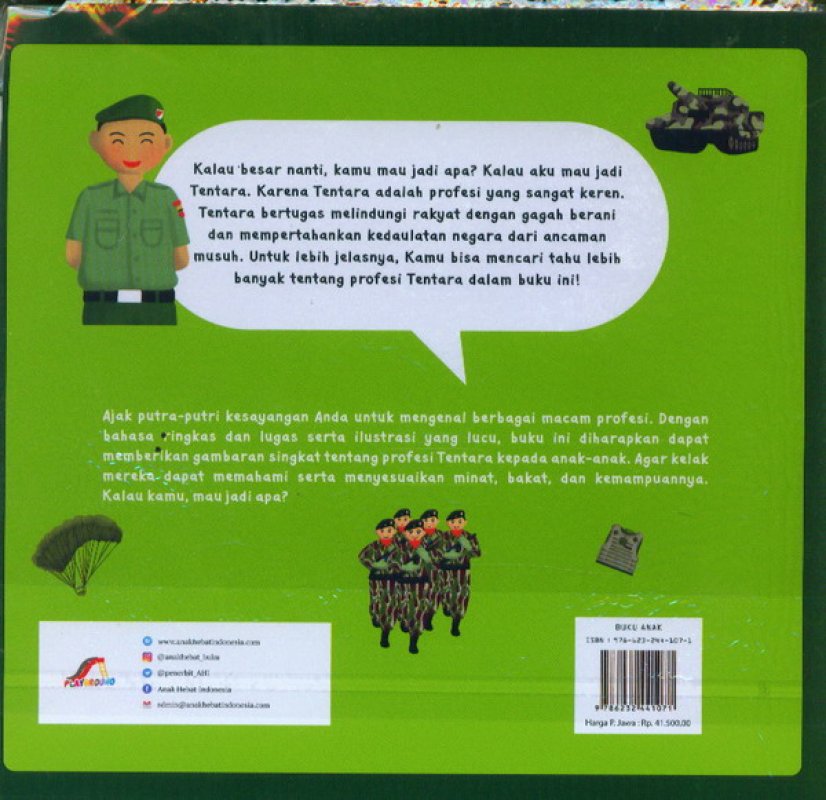 Cover Belakang Buku Aku Mau Jadi Tentara