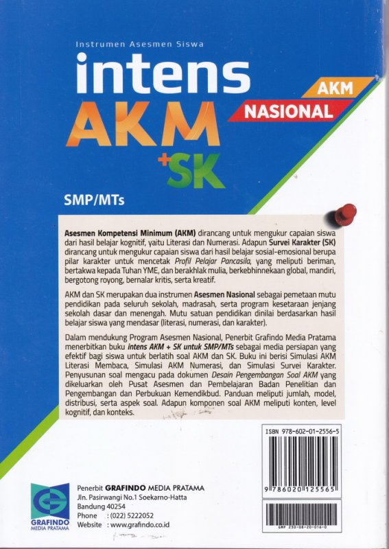 Cover Belakang Buku Asesmen Kompetensi Minimun ( AKM ) SMP / MTS 