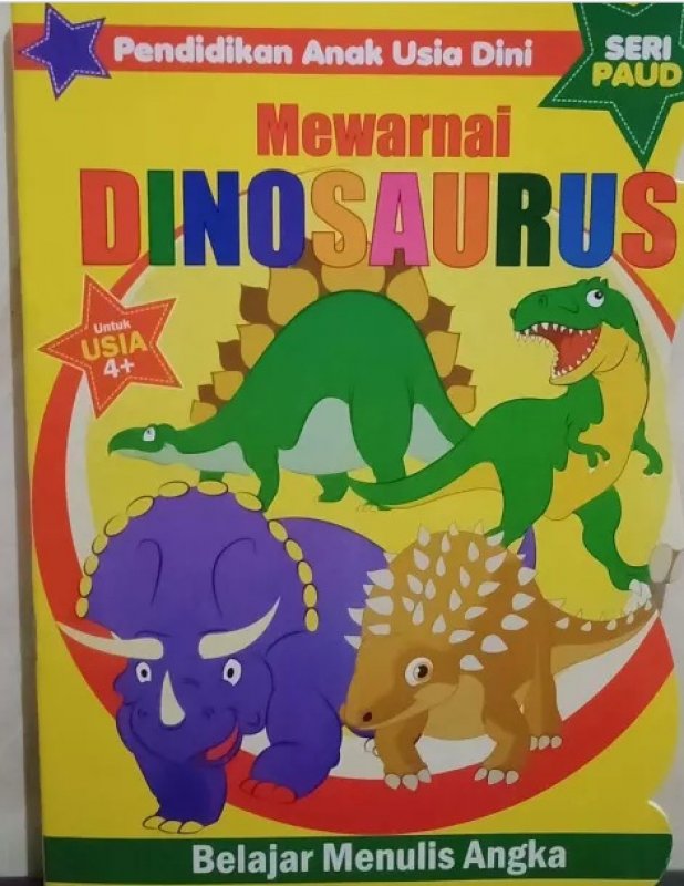 Cover Buku Pendidikan Anak Usia Dini : Mewarnai Dinosaurus