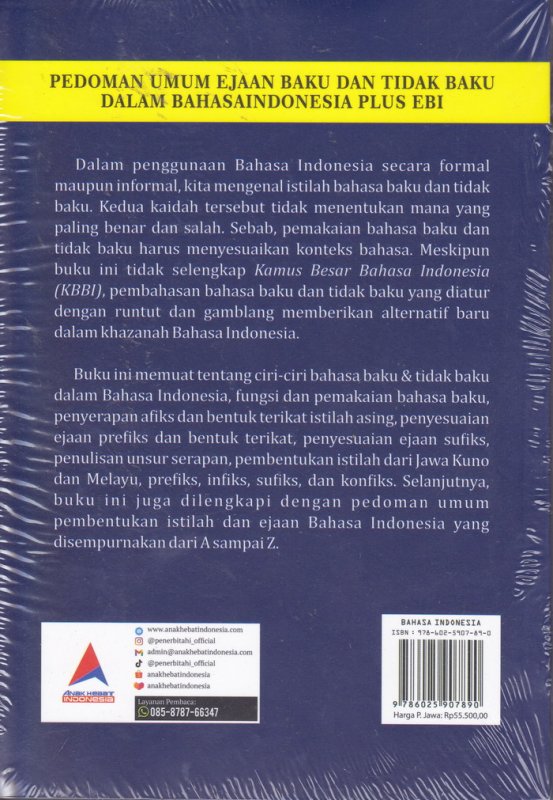 Cover Belakang Buku Pedoman Umum Ejaan Baku dan Tidak Baku Dalam Bahasa Indonesia Plus EBI