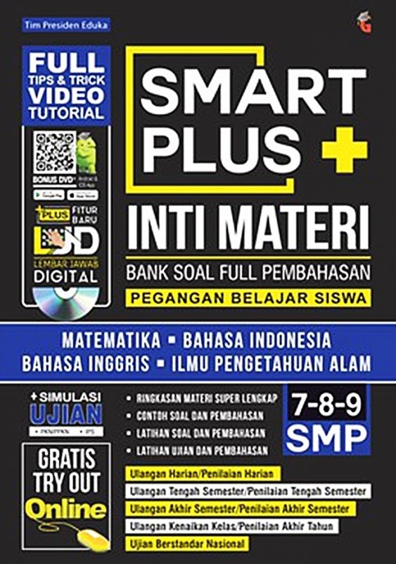 Cover Buku SMP/MTS Kelas 7, 8, 9 Inti Materi Bank Soal Full Pembahasan Smart Plus ( cover Baru )