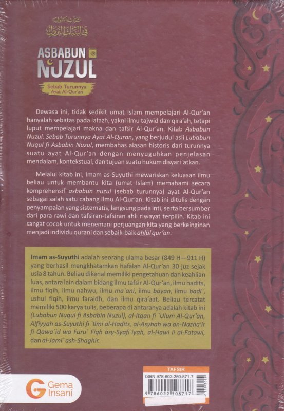 Cover Belakang Buku Asbabun Nujul : Sebab Turunnya Ayat Al-Qur'an (HC) Cover Baru