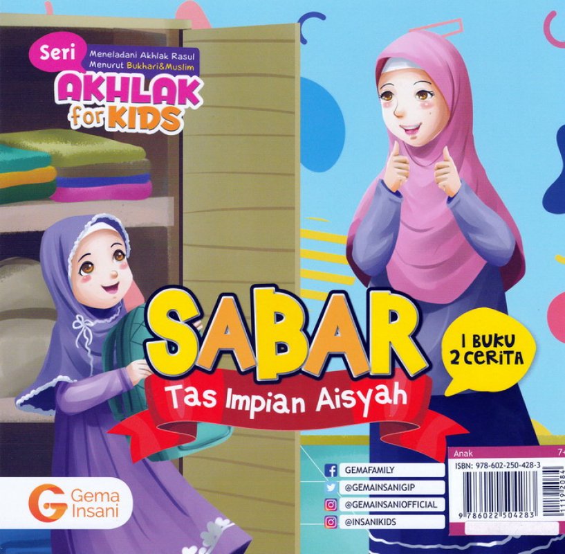 Cover Belakang Buku Seri Akhlak for Kids : Rendah Hati & Sabar (1 Buku 2 Cerita)