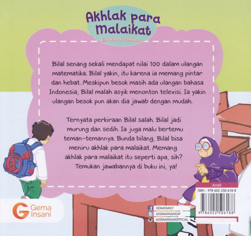 Cover Belakang Buku Akhlak Para Malaikat Bilal Kapok Sombong#10