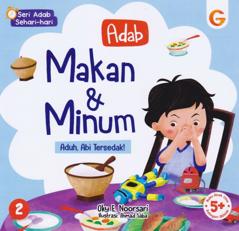 Cover Buku seri adab sehari-hari Makan&Minum Aduh,Abi tersedak#2
