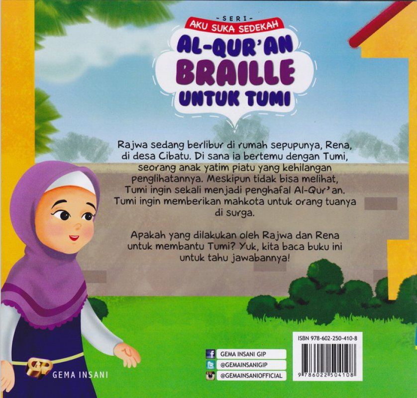 Cover Belakang Buku AL-Qur'an BRAILLE untuk Tumi