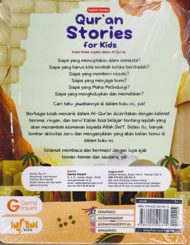 Cover Belakang Buku Aqidah Stories Qur'an Stories for kids