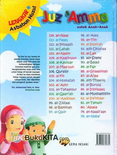Cover Belakang Buku Juz Amma untuk Anak-Anak (Lengkap+Asbabun Nuzul)